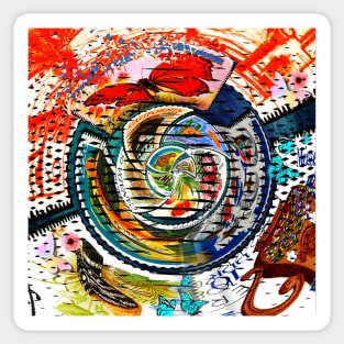 Abstract Colourful World Stamps Sticker